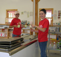 Scooping Ice Cream at Mary's Country Kitchen at Parlee Farms